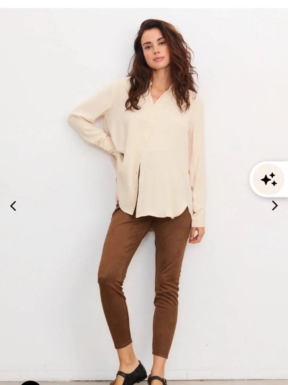 Hatch Maternity vegan suede leggings brown size M